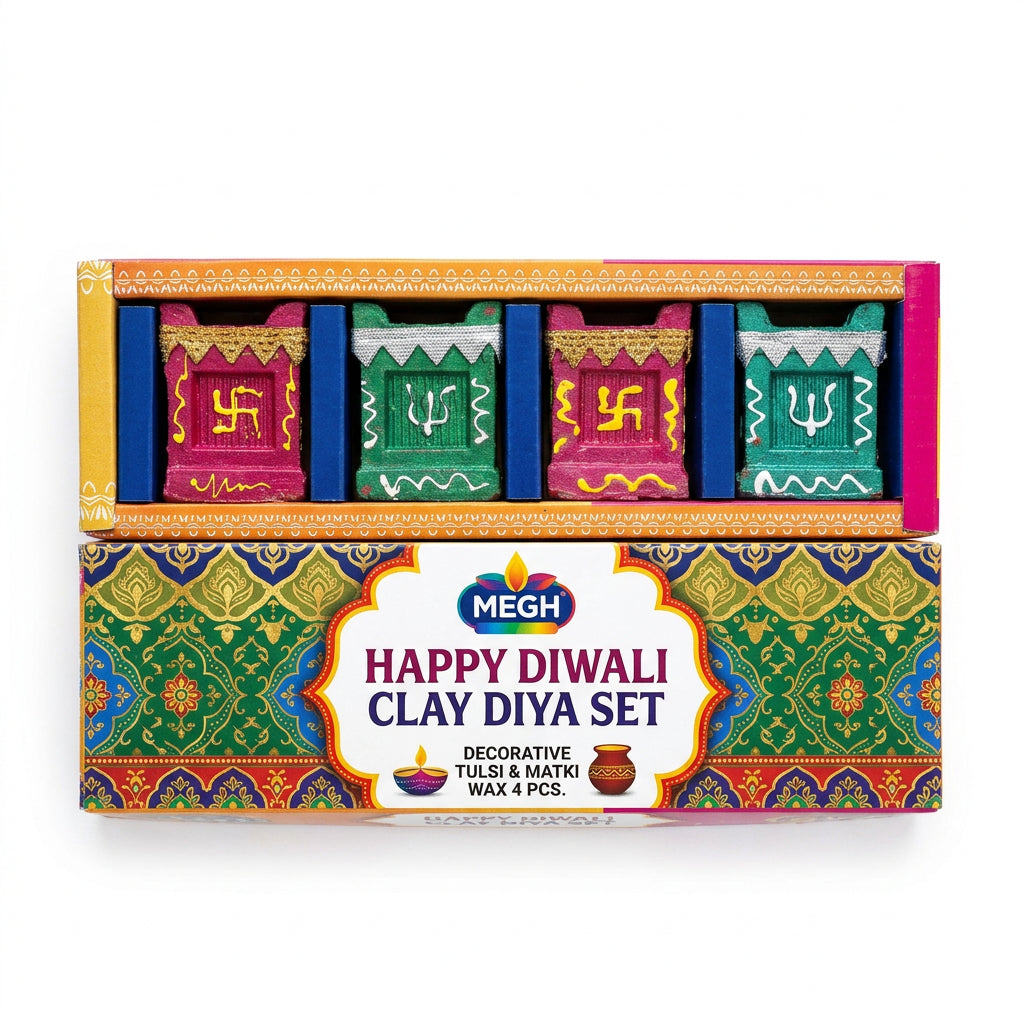 Megh Diya 4pcs Matki With Wax