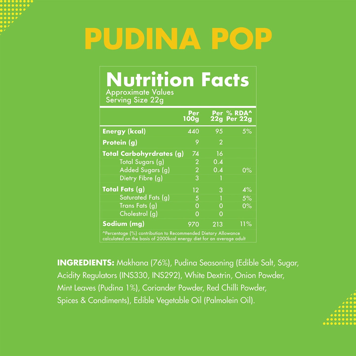 TAALI ROASTED MAKHANA PUDINA POP 60G